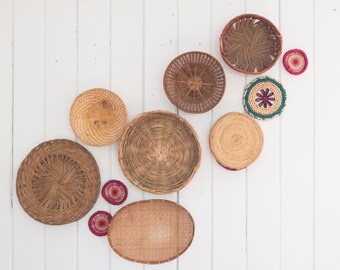 Set of 11 vintage wall baskets | wall basket collection