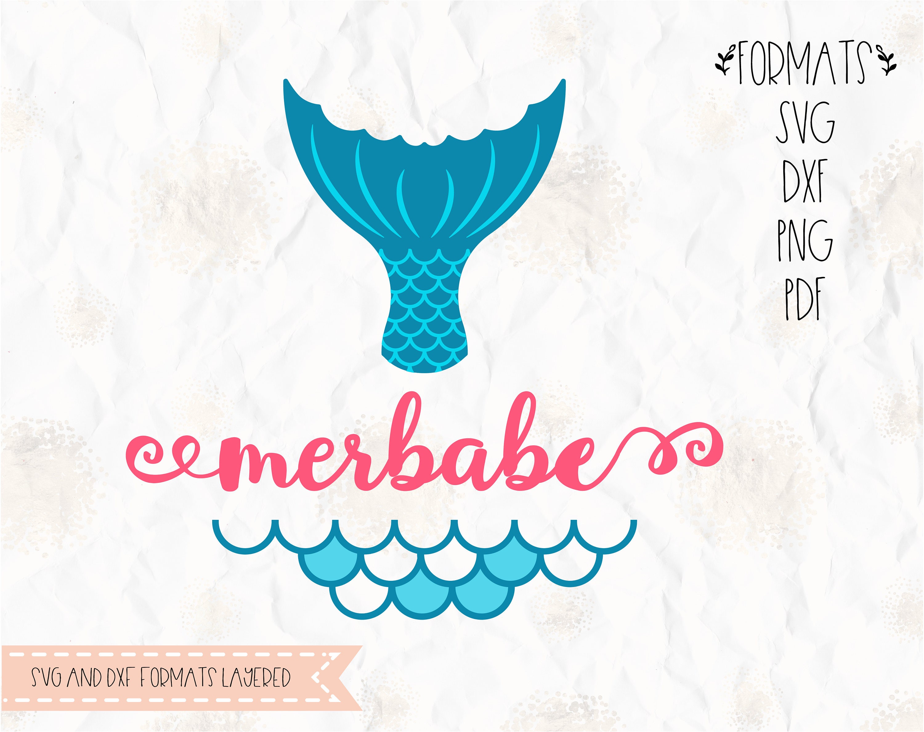 Download Mermaid merbabe tail fish scale SVG layered PNG DXF