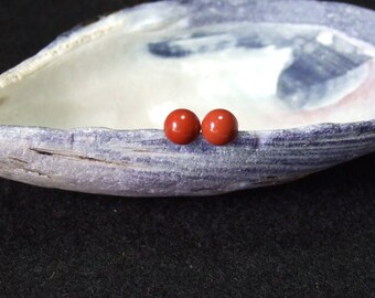 Longer Posts Red Jasper6mm Stud Earrings Earings Titanium Posts and Clutches Hypo Allergenic Made in Newfoundland Red