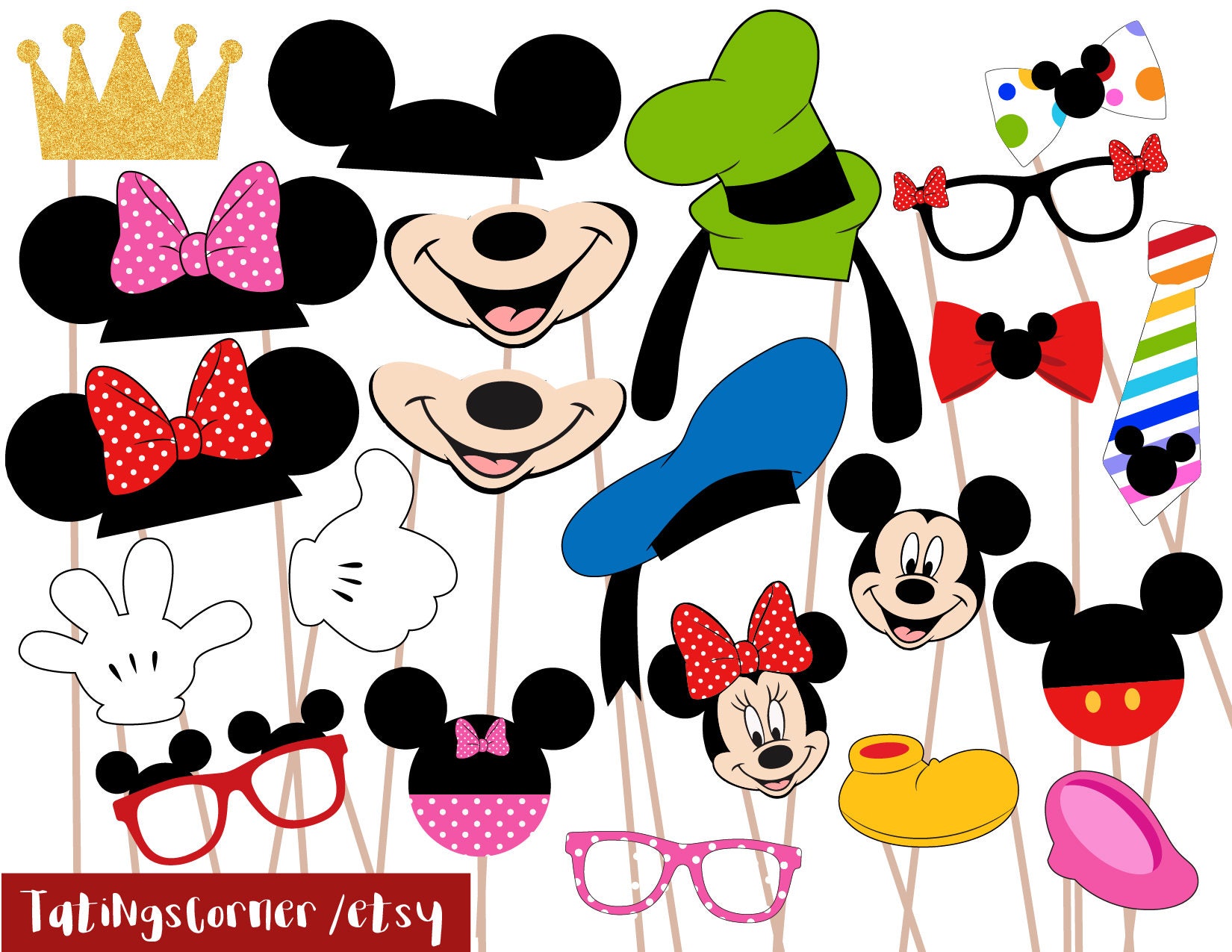 Mickey Mouse Minnie disney Photo Booth Props Photobooth