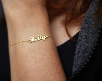 Personalized Name Bracelet-Name Bracelet-Dainty Gold Name Bracelet- Custom Name Bracelet -Bridesmaid Gift-Personalized Gift-Christmas Gift