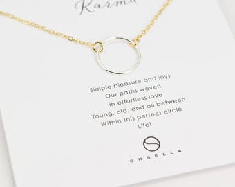 Karma Circle Necklace, Everyday Necklace,Dainty Little Circle Necklace, Holiday Gift, Eternal Circle Necklace,Mixed Metal necklace (0110N)