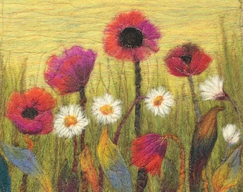 Needle felting kit, Picture kit, felting kit, Fibre art kit, craft kit, Golden Poppies Needle Felted Picture Kit
