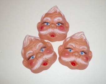 Dollmaking Head Vintage Doll Part HaPpY Face Plastic Blue Eyes White Hair Man Mustache Man Half Face Doll by VintageStudioSupply