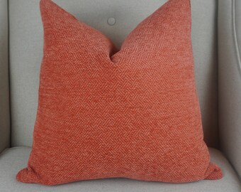 Coral Chenille Pillow Cover, Chenille Cushion, Decorative Home Decor, Home Living Throw Pillow 0320