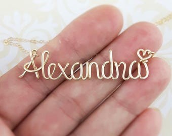 Name Necklace Gold 14K, Custom Name Necklace, Personalized Name Necklace, Bridesmaid Necklace, Personalized Name Jewelry Gifts Under 25