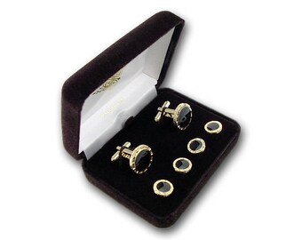 Smoking formelle de boutons de manchette Set - boutons de manchette hommes & les boucles d’oreilles Set - ensemble chemise noire - boutons de manchette or Set