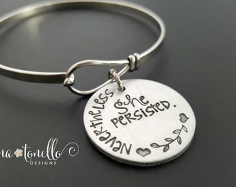 Nevertheless She Persisted, Elizabeth Warren, Feminist Gift, Feminism, Democrat Bracelet, Nasty Woman, Feminist Jewelry, Inspirational