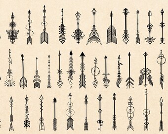 Hand Drawn Arrows Clip Art Tribal Handdrawn Arrow Hearts