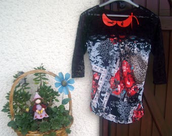 TOP ORIGINAL * fabric, lace, polymer clay