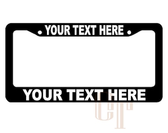 CUSTOM TEXT PLASTIC License Plate Frame Personalized Customized Decal Vinyl Printing White