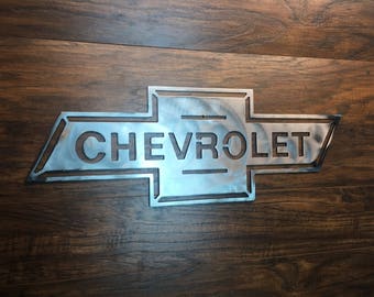 Chevrolet Bowtie Vintage Metal Wall Art Decor Man Cave hot rod sign custom