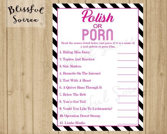 Bachelorette Party Game Polish Or Porn Lingerie Shower