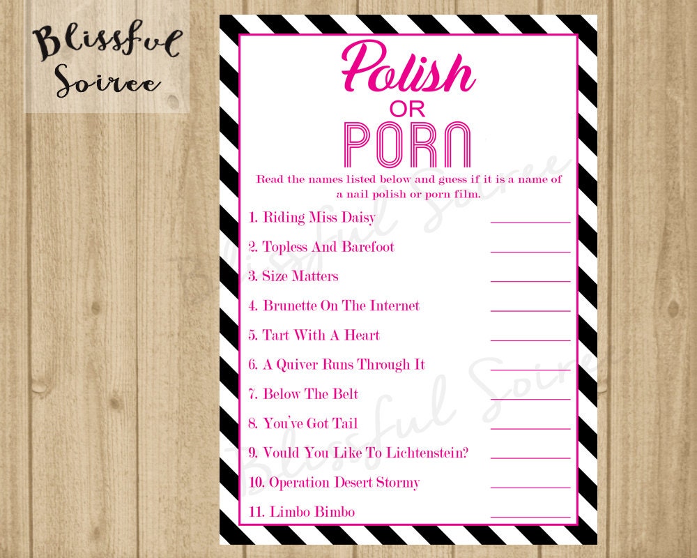 bingo for of wedding list words or Lingerie Porn Party Bachelorette Shower Game Polish