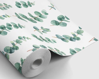 Eucalyptus Leaves Peel and Stick Wallpaper | Peel and Stick Temporary Wallpaper | Removable Wall Sticker