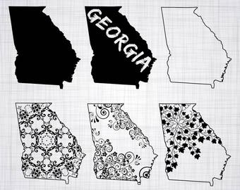 Georgia SVG Bundle, Georgia SVG, State Clipart, Georgia Cut Files For Silhouette, Files for Cricut, Vector, Svg, Dxf, Png, Eps, Decal