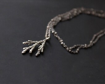 Silver juniper pendant-Woodland jewelry-Winter pendant -Nature cast necklace -Gift for her under 70