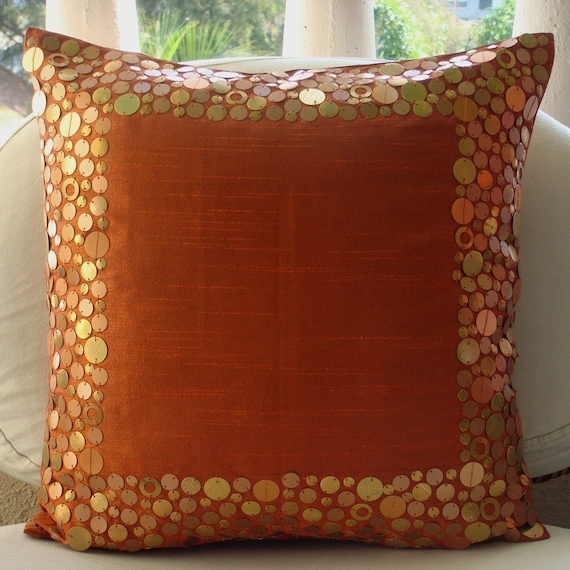 Rust Glamor Pillow Sham 24x24 Inches Silk Dupion Pillow