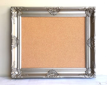 Champagne CORK BOARD Framed Corkboard Silver Gold Vintage Wedding Decoration Pinboard Pin Board Tack Board Home Office Decor Wedding Sign