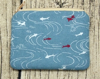 Fish in the pond - Zipper pouch / coin purse / card bag (padded) (ZS-238)