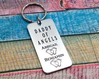 Miscarriage gift, Miscarriage Twins, Multiple Miscarriage, Triplets, Daddy of Angels, Miscarriage Keychain, Loss of a child, Baby Angel