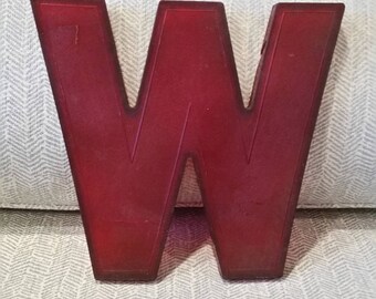 Large Vintage Red Plastic Marquee Letter W by Wagner Sign Service - 10" Tall
