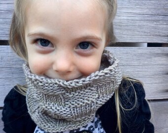 gray basketweave cowl, merino wool, hand dyed, hand knit