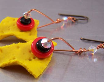 Yellow Polymer Clay Shard Earrings