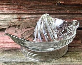 Art Deco Large Clear Glass Juicer, Reamer