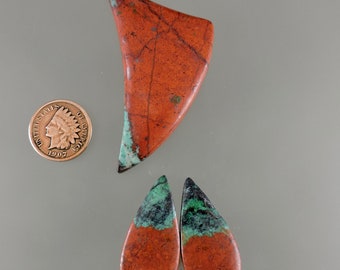 Sonoran Sunrise Cabochon Set, Designer Sonoran Sunrise, Cuprite Chrysocolla Tenorite Cabochons, Gift Cabs, C2933, Hand Cut by 49erMinerals
