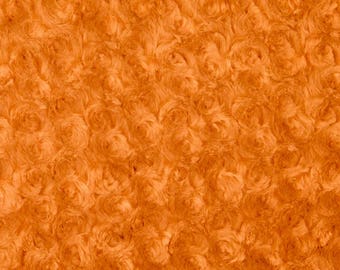 Orange Rosebud Cuddle Minky Fabric, Sold by The Yard