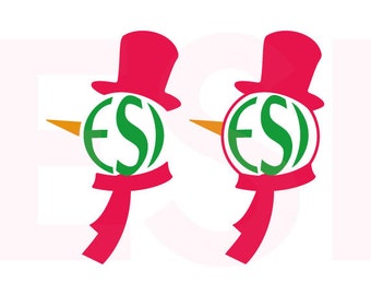 Snowman svg, circle monogram svg, SVG, DXF, EPS, Christmas cutting files, for use with Silhouette and Cricut Explore. Christmas svg files.