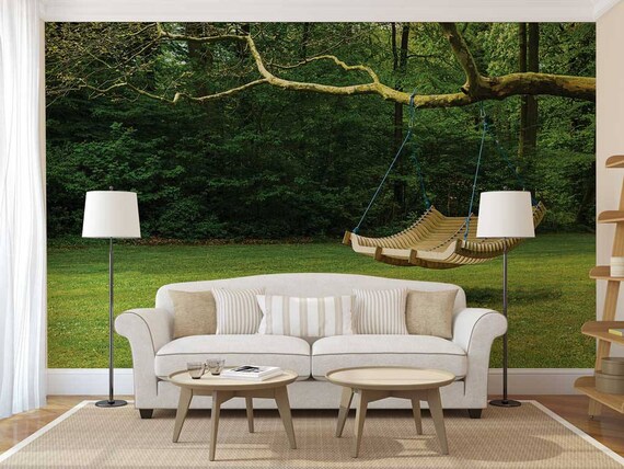 Wandbild von Garten Garten-Wandtattoo Tapete Gras Wand Wandbild von Garten Garten-Wandtattoo Tapete Gras Wand