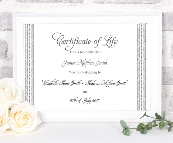Certificate of life Miscarriage certificate stillbirth