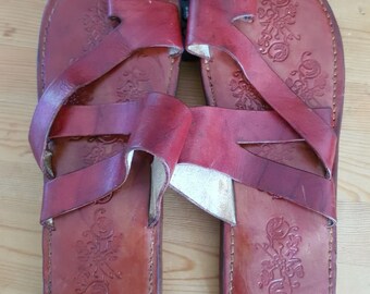 Handmade Mens Leather Brown Summer Toe Grip Sandals Beach Walking Slippers
