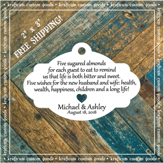 Jordan Almond Favor Tags #689 FREE SHIPPING!