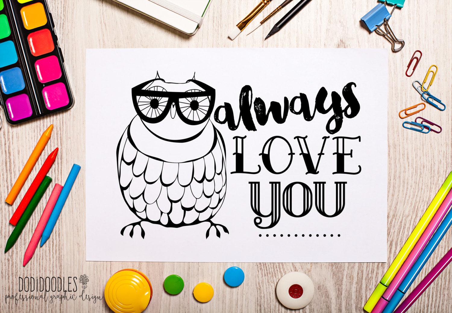 printable coloring sheet owl always love you downloadable