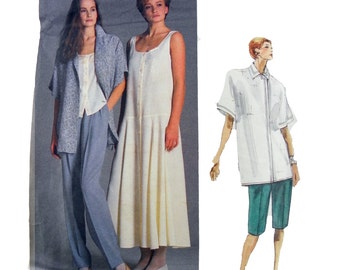 1987 Vogue American Designer 1856 Perry Ellis Misses' Jacket, Dress, Top, Pants and Shorts Sewing Pattern Size 8