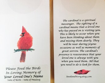 DIY - DIY unassembled Funeral favor - cardinal packet - partially assembled - bird seed funeral- bird seed favor- Funeral favor - memorial