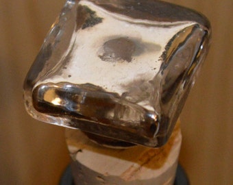 Square Mercury Glass Bottle Topper - Wine Stopper- Mercury Glass Wine Topper- Mercury Glass decor- Diamond- Diamond Decor- Silver