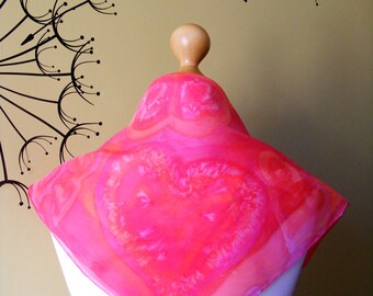 Silk Scarf/Bandana/Square scarf - Unique Hand Painted Silk - All Heart