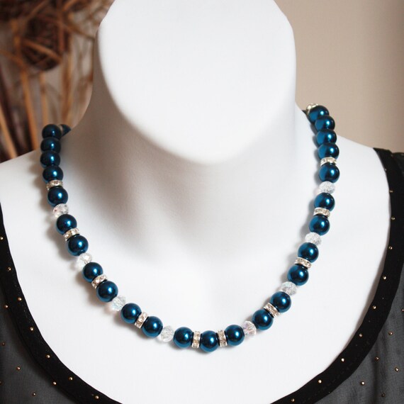 Navy Blue Jewelry Set Navy Necklace Bracelet Earrings Navy