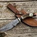 10" Inch Custom Hand Made Forged Damascus Steel Hunting Bowie Knife Fixed Blade Deer Antler Handle With Leather Sheath Full Tang