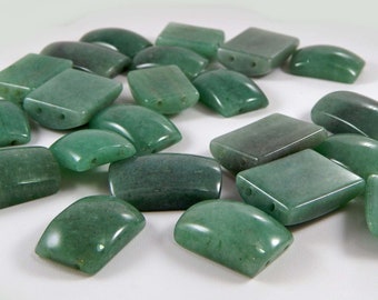Destash - Green Aventurine Beads - Two Sizes - 25mm x 20mm and 22mm x 18mm. Double Drilled Beads.