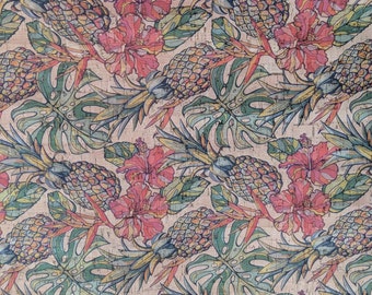 Cork Fabric - Pineapple Print Cork - EcoFriendly - Made in Portugal