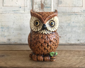 Vintage Ceramic Owl Planter or Vase