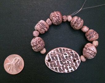 Handmade Beads; Pottery Beads, Ceramic Bead, Square Bead, Earthy Bead, Natural Bead, Stoneware Bead, Porcelain Bead, Unique Bead, Poem Bead