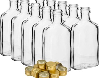 Glass Pocket Flask Bottles 100ml - 10cl - Set 20 Wedding Homebrew DIY gifts