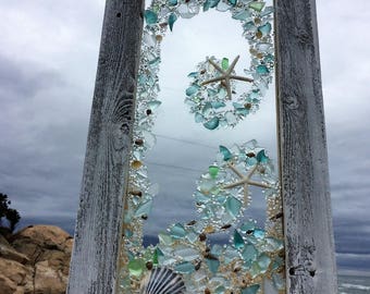 Beach glass panels with white starfish