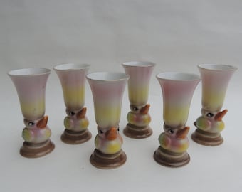 Angry Birds! Vintage Small Bird Vases For Each Place Setting Made In Japan Hand Painted China